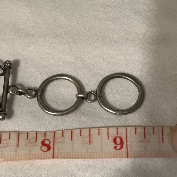 TEXAS SOUVENIR PLATE THEMED ARTISAN STERLING LINK W/TOPAZ ACCENTS BRACELET 8-9” - Picture 9 of 11